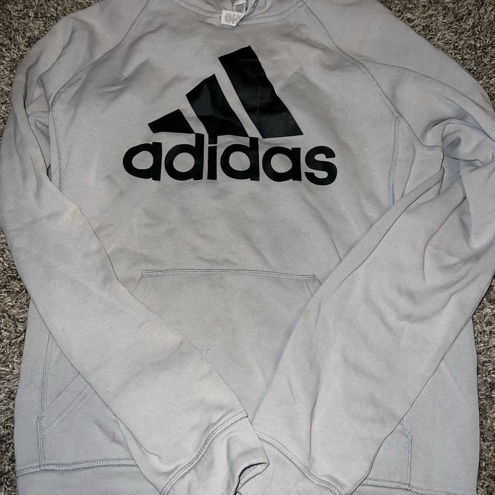 Adidas Light Gray Hoodie with Logo